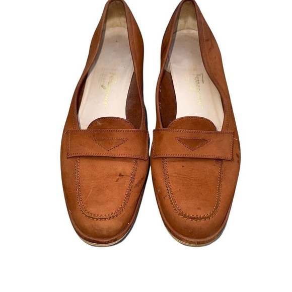Savatori Ferragamo Shoes - Salvatore Ferragamo Women's Brown Suede Penny Loafers Size 8 AAAA Narrow Slip-On